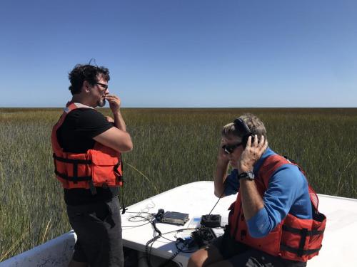 Collecting sounding data in the salt marsh